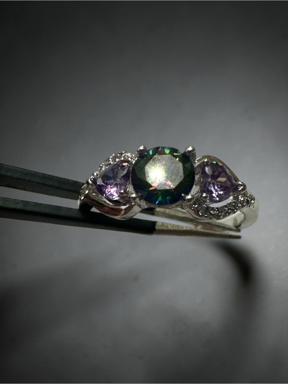 Mystic Topaz and Purple Accent Sterling Silver Ring